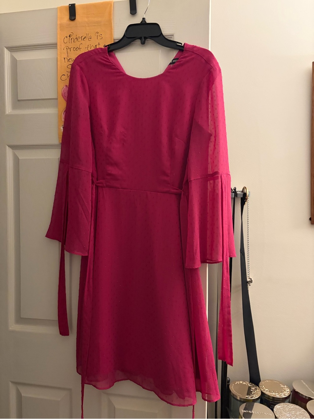 Nine West Fuchsia Bell-Sleeve A-Line Dress